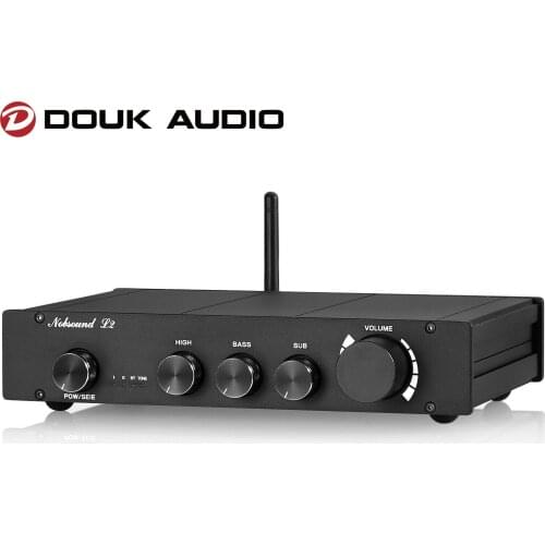 Douk audio HiFi Bluetooth 5.0 Digital Preamp Receiver Class A Desktop Stereo Audio Pre-Amp Subwoofer Amplifier APTX-HD
