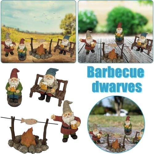 Barbecue Dwarf Party Micro Landscape Resin Decoration Resin Crafts Flower Pot Miniature Garden Ornament Fairy Decorative