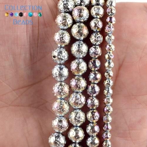 4-10mm Natural Stone Beads Yellow Volcanic Rock Lava Hematite Loose Round Beads For Jewelry Accessories Making Bracelet 15