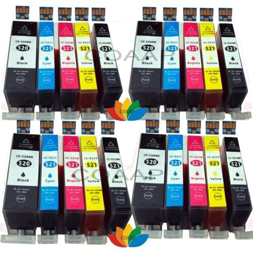 20x Compatible Canon 520 521 PIXMA IP3600 IP4600 IP4700 MP540 MP550 MP520 MP620 ink cartridges