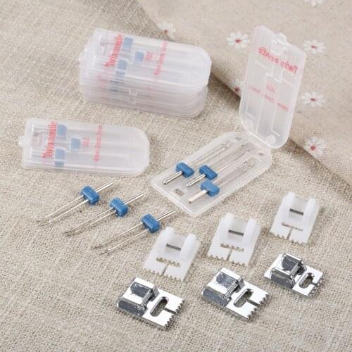 Sewing Machine Parts Wrinkled Sewing 5/7/9 Grooves Presser Foot Double Twin Needles Size 2/90 3/90 4/90 Sewing Accessories Tools