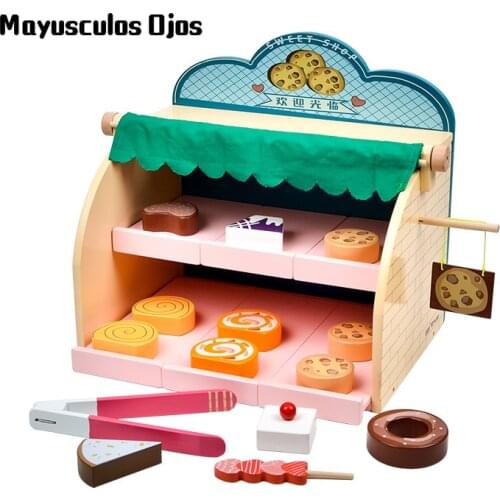 Children Wooden Play House Toys Supermarket Boys And Girls Simulation Sales Stall Dessert Dessert Stall