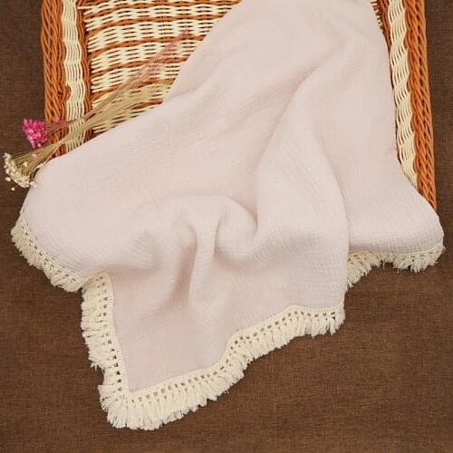 Baby Soft Muslin Wrap Blankets Beige Organic Cotton Baby Toddlers Infant Swaddle Wrap Blanket Baby Photography Accessories