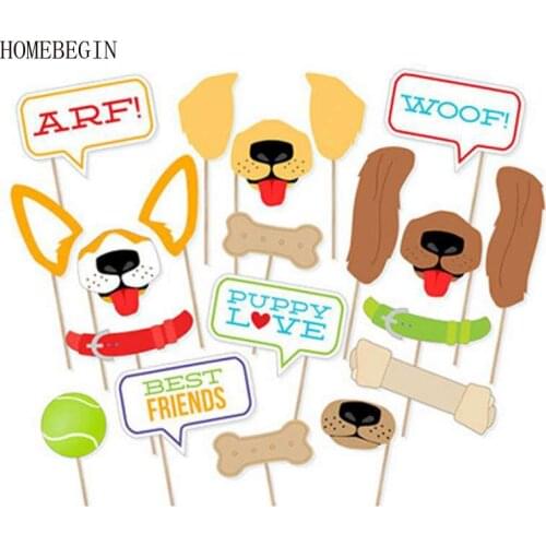 HOMEBEGIN 20pcs Pet Dog Arf Woof Puppy Photo Booth Props on A Stick Baby Shower Kids First Birthday Decoration Party Supplies