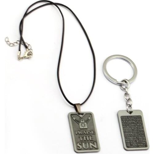 Hot Game Dark Souls Keychain Praise The Sun Dog Tags Key Ring Rape Chain Sliver Pendants Jewelry Chaveiro Porte Clef llaveros
