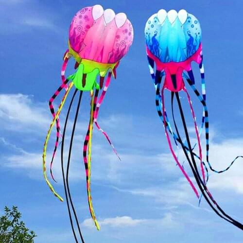 Kid Toys Soft Inflatable Jellyfish Kite Long Tail Large Octopus Show Kite Marine Animal Kite Adult Outdoor Sport Fun Flying Tool