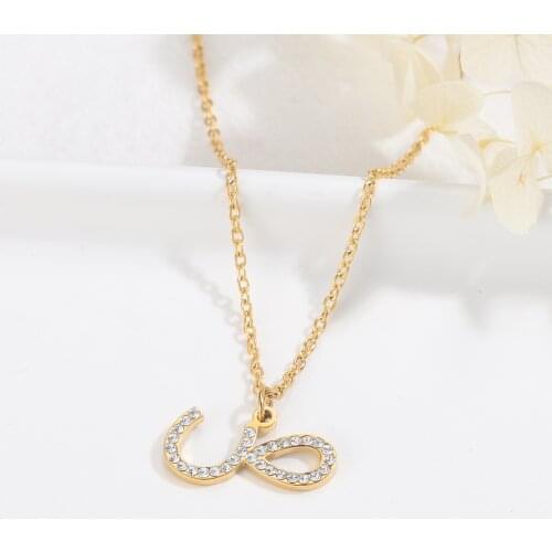 Custom Name Arabic Letter Necklaces Iced Out Initial Stainless Steel Pendants Islam Muslim Religious God Messager Jewelry Gift