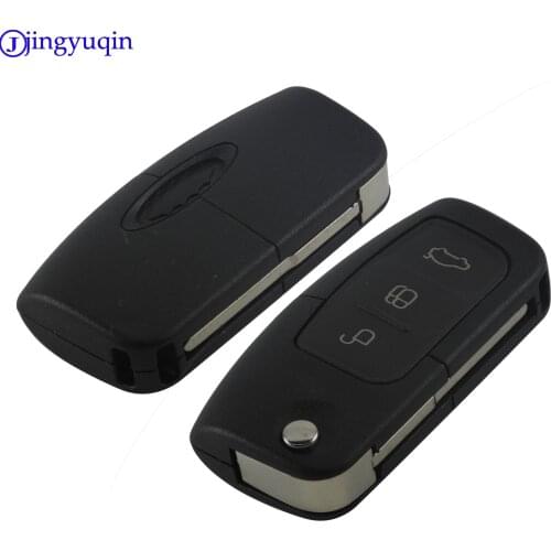 Jingyuqin 3 Button Flip Folding Remote Fob Cover Uncut Car Blank Key Shell for Ford Focus Fiesta C Max Ka