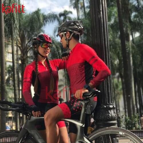 Kafitt Cycling Jersey Suit Mens and Womens Jumpsuit Long-sleeved Tights Fitness Swimsuit Gel Breathable Pad Long Sleeve Summer