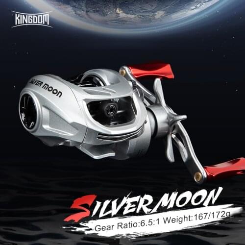 Kingdom SliverMoon 2 Spools Fishing Reel Baitcasting Wheel 5kg Max Drag 6.5:1 High Speed 7+1 NMB Bearing Saltwater Fishing Reel