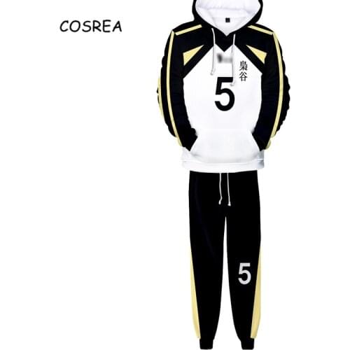 Haikyuu!! Bokuto Koutarou Cosplay Hoodies Pants Mens Sweatshirts Suits Akaashi Keiji School Uniform Sets For Boys Hooded Coat