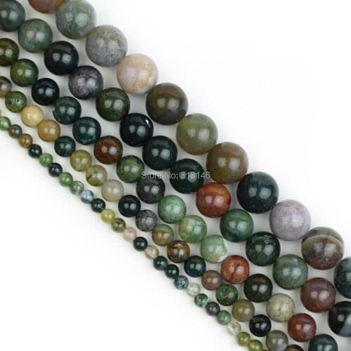 Wholesale Natural Stone Round Indian Agate Strand Beads 4 6 8 10 12MM Pick Size For Beading Bracelet Necklace DIY Jewelry Making