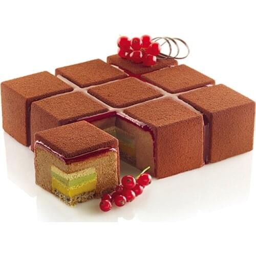 Square Cube Shaped Cake Mousse Mold Pudding Jelly Chocolate Maker Tray Silicone Dessert Baking Molds Cake Decorating Tool