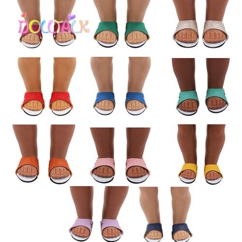 Summer Doll Shoes Slip-on 11 Styles Pu Leather Doll Sandals For 18 inch American &Reborn Dolls Toys For Girls Best Gifts