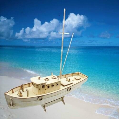 Sailboat Model Building Kit Wooden Fishing Boat Assembly Model Kits 1/30 Laser Cutting Process Childrens Educational Toy Gift
