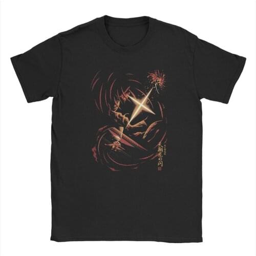 Mens Himura Kenshin Rurouni Kenshin T Shirt Anime 100% Cotton Clothing Funny Short Sleeve Round Collar Tee Shirt Summer T-Shirt