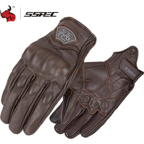 Mens Retro Motorcycle Gloves Half Full Finger Guantes Leather Motocross Gloves Motorbike Guantes Motocross Non-slip Motos Gloves