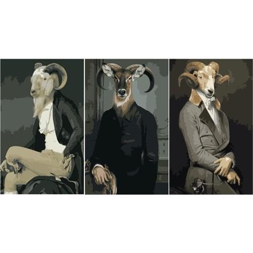 Old goat in a suit Painting By Numbers Animal Art Oil Painting On Canvas Handmade Drawing Paints For Adults Child Home Decor