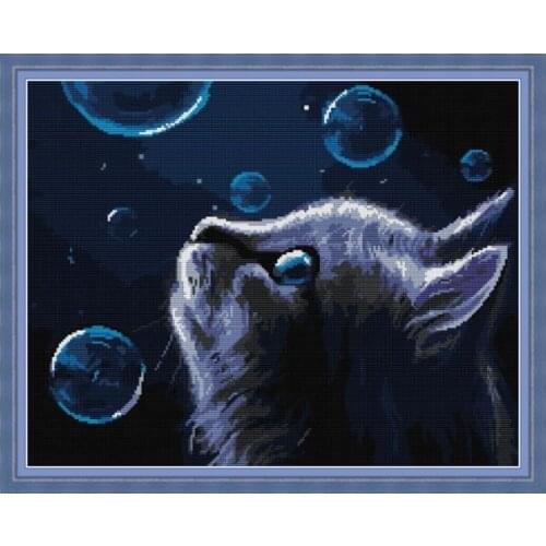Night cat cross stitch kit aida 14ct 11ct count print canvas cross stitches needlework embroidery DIY handmade