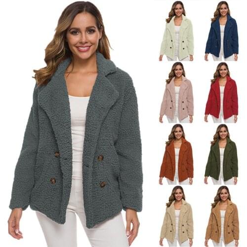 Autumn Winter Faux Fur Women Coats Fashion Long Sleeve Warm Plush Lamb Wool Female Ladies Overcoat Jackets Outwear Plus Size 5XL