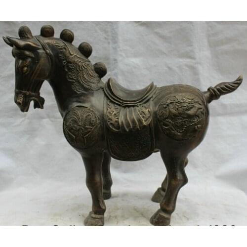 Song voge gem S1894 24" Chinese Bronze Folk success Feng Shui Zodiac Year Horse Statue sculpture