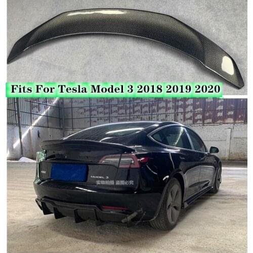 NEW High quality Carbon fiber Rear Trunk Lip Spoiler Wing Fits For Tesla Model 3 2018 2019 2020 V style