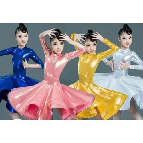 Girls Professional Latin Dance Competition Dress Long Sleeve Salsa /Tango /cha Cha/ Rumba Dance Wear Kids Ballroom Dance Costume