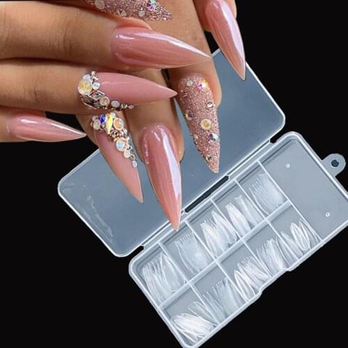 2020 New 100 Pcs of Professional FaKe Nails Transparent DIY Nail With Long Pointed Nail Ballet Nail Acrylic Nail Press On Naisl