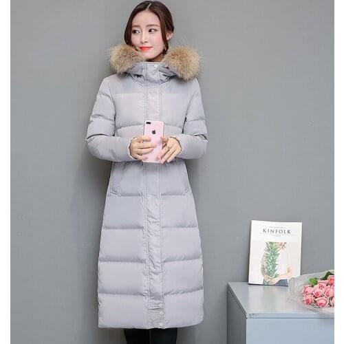 Womens Winter Down Jacket Warm Long Parka 2020 New Fashion Natural Raccoon Fur Coat Female Overcoat chaqueta mujer 2418