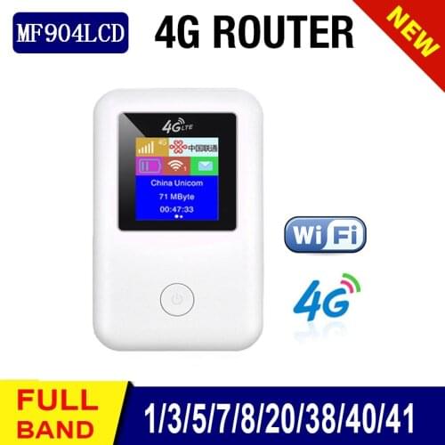 MF904LCD LTE WIFI Router Unlocked High Speed Portable 3G 4G LTE Car Pocket Router Mobile Modem Wifi Hotspot with Sim Card Slot