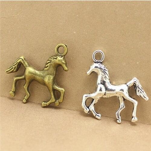 Sweet Bell (30 pieces/lot) 21*23mm two color Metal Alloy Horse Charm Fit DIY Jewelry Making 3C428