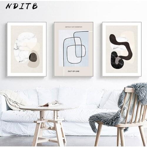 Contemporary Geometric Abstract Canvas Wall Art Print Painting Nordic Poster Marble Pattern Decorative Picture Living Room Decor