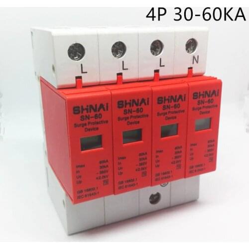 SPD 30KA-60KA 4P surge arrester protection device electric house surge protector D ~385V AC