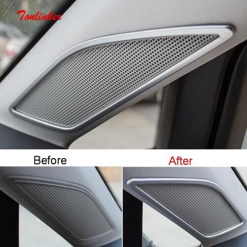 Tonlinker Interior Tweeter speaker Cover case Stickers for Volkswagen NEW GOLF 7 Car styling 2 PCS Stainless Steel Cover sticker
