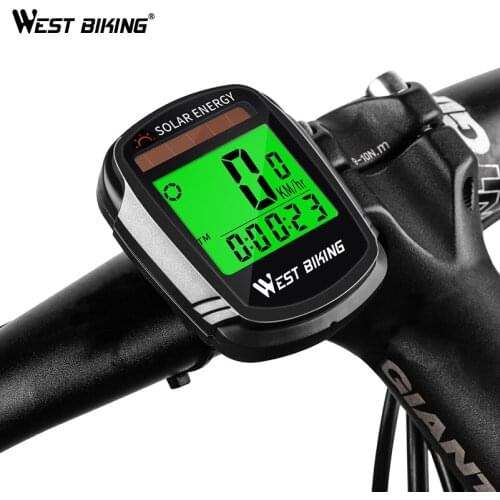 WEST BIKING Bike Computer Speedometer Odometer Multifunctional Cycling Computer Rainproof Solar Power Bicycle Wireless Computer