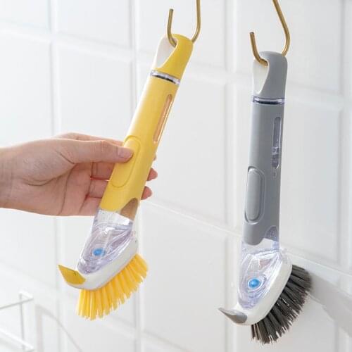 1 Set Dishwashing Brush with Sponge and Ergonomics Handle Contains 3 Sponges Double-sided Cleaning Brush Sponge Pot Brush