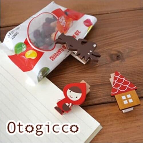 1set zakka groceries creative little red riding hat clip cute wooden clip foreign trade original single tail single groceries