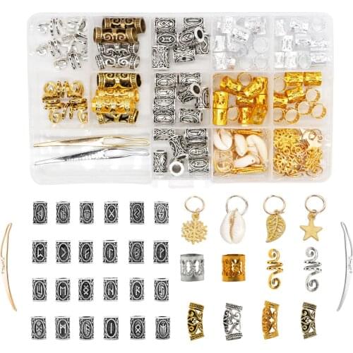 112 pcs Dreadlocks Beads Metal Hair Cuffs Hair Rings Shell Charms Hair Coils Braiding Hair Pendants Decoration Clips