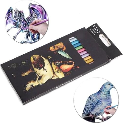 12Pcs Metallic Harmless Colored Drawing Pencils 12 Colors Drawing Sketching Fine