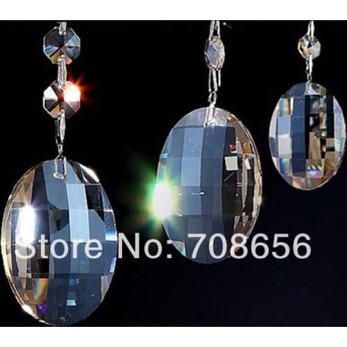144pcs 50MM MACHINE CUT CLEAR CRYSTAL CHANDELIER OVAL PENDANT PRISM FREE SHIPPING