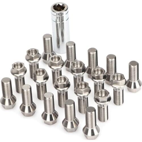 16/20Pieces Gr5 titanium alloy forged wheel bolts nuts screw M14 * 1.5, suitable for Volkswagen, Audi modified wheels