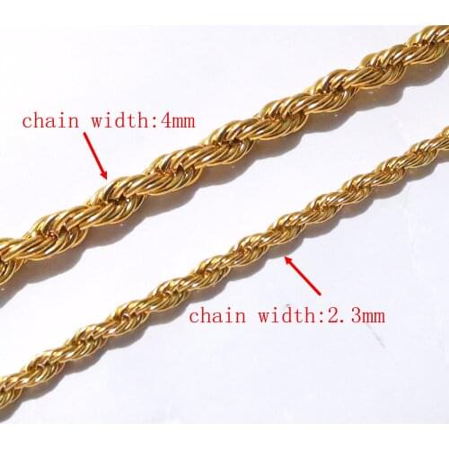 3meter Lot Fashion Golden stainless steel 2.3mm/ 4mm Singapore twisted chain DIY Jewelry findings jewelry marking Supplies