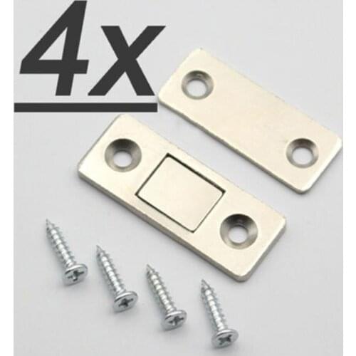 4Pcs Strong Magnetic Door Catch Latch Ultra Thin With Screw For Closet Cupboard Furniture Hardware