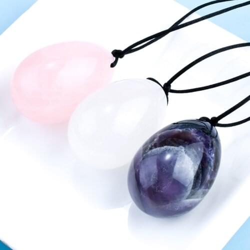 40*25mm Drilled Jade Yoni Egg natural quartz crystal Pelvic Kegel Exercise Tightening Vaginal Muscle Ben Wa Ball