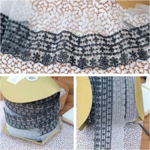 Hot sale Lace accessories beige yarn bottom gray black embroidery lace width 7 cm H0711