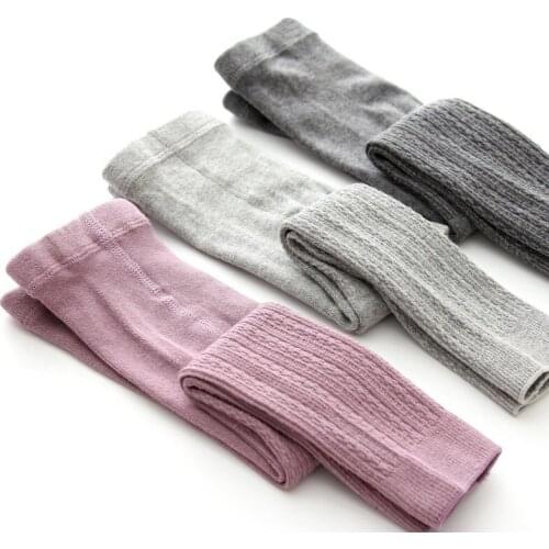 Girl Trousers Childrens Knitted Cotton Trousers 0-8Y Girl Pants Knitted Solid Color Leggings Pants Cotton Elasticity Pant