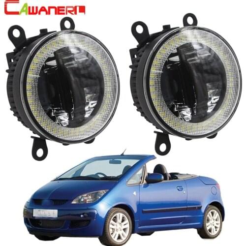 Cawanerl 2 X Car LED Fog Light DRL Daytime Running Lamp Angel Eye 3000LM 12V For Mitsubishi Colt CZC Convertible (RG) 2006-2009