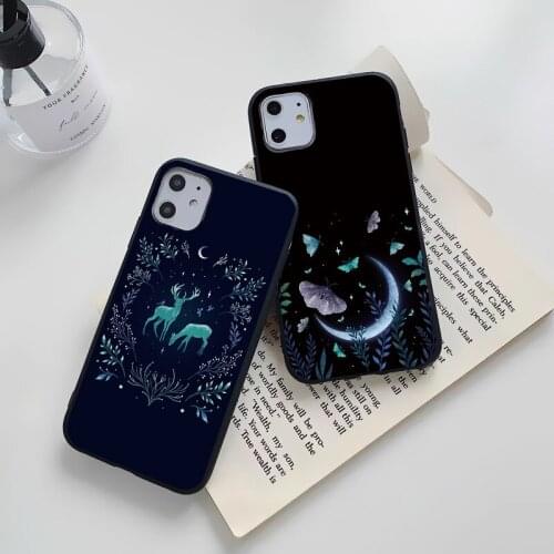 Black Fox Cat Deep Forest Leaves Soft Silicone Shell Phone Case For iPhone 12 Pro MiNi 11 Pro MAX X XS XR 7 8 6S plus SE 2020