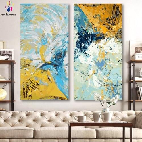 DIY colorings pictures by numbers with colors Large abstraction picture drawing painting by numbers framed Home decor Two pieces