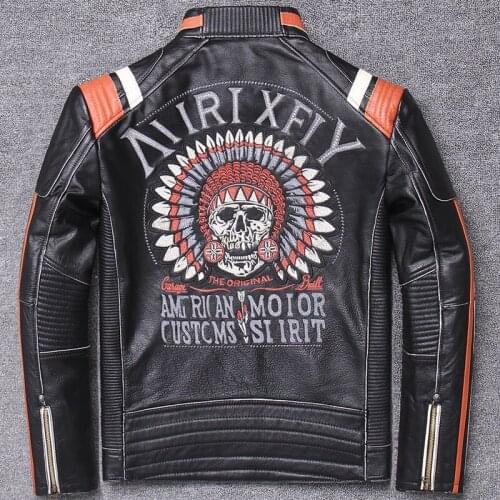 Halley short fund genuine leather clothing male self-cultivation stand lead locomotive serve head layer motorcycle